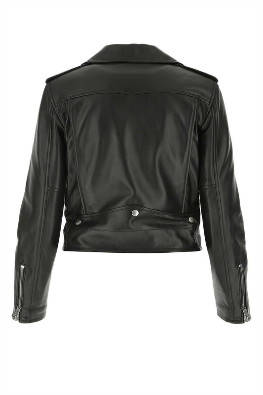 Saint Laurent Women Black Nappa Leather Jacket