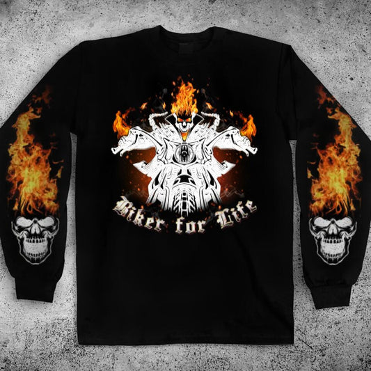 Personalized Biker Double-Sided Printed Long Sleeve T-Shirt - Gift Idea For Bikers - Biker For Life